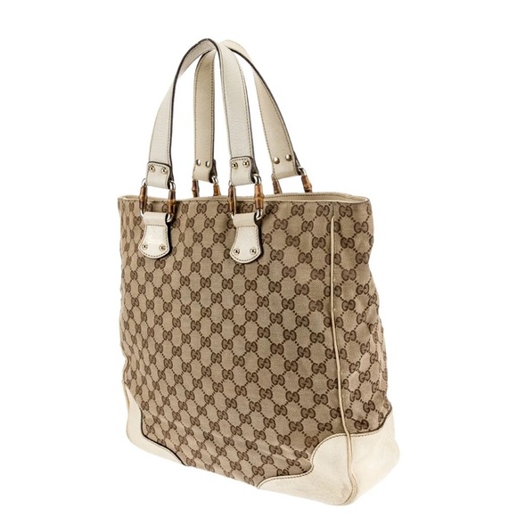 GUCCI Vintage GG Canvas Bamboo Tote - Picture 3 of 16
